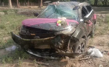 सड़क हादसे में दूल्हा दुल्हन सहित चार लोग घायल