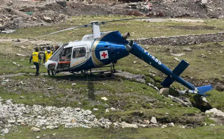 मरीज को एयरलिफ्ट करने पहुंचा हेलीकॉप्टर हुआ हादसे का शिकार
