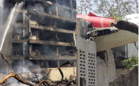 अहमदाबाद में बड़ा विमान हादसा: एयर इंडिया का ड्रीमलाइनर हॉस्टल से टकराया, 50 से अधिक की मौत की आशंका