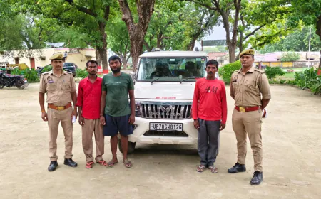 बकरा चोर गैंग के तीन सदस्य गिरफ्तार, 'उत्तर प्रदेश सरकार' लिखी गाड़ी में देते थे वारदातों को अंजाम