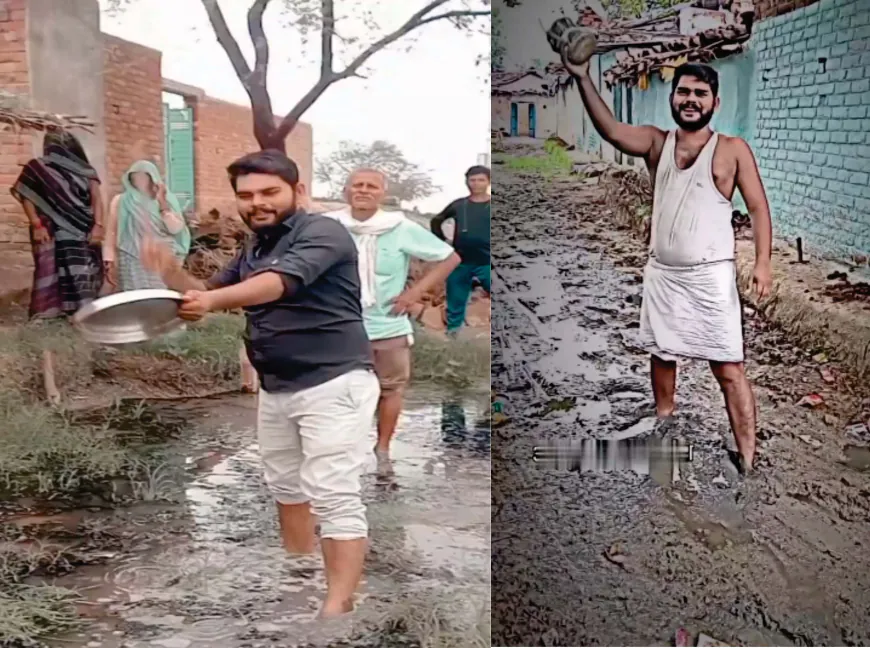 युवक ने डमरू और थाली बजाकर सड़क के लिए किया अनोखा प्रदर्शन, वीडियो हुआ वायरल