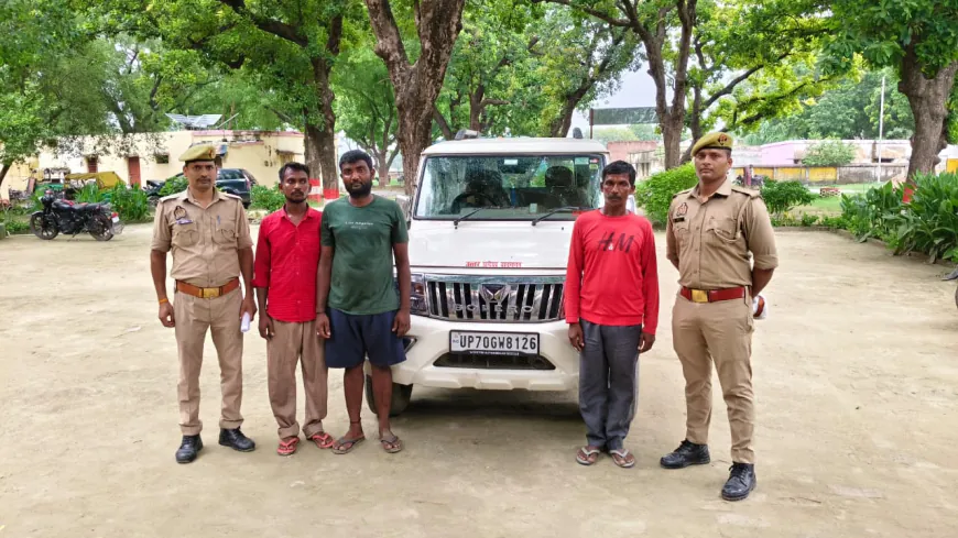 बकरा चोर गैंग के तीन सदस्य गिरफ्तार, 'उत्तर प्रदेश सरकार' लिखी गाड़ी में देते थे वारदातों को अंजाम