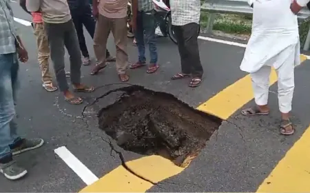 पहली बारिश में ध्वस्त हुआ हाईवे, ग्रामीणों में आक्रोश