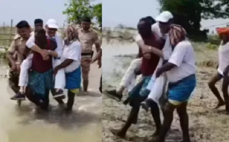 कीचड़ में कंधे पर कटिहार का हाल देखने पहुंचे सांसद जी !