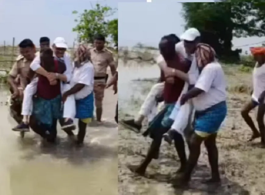 कीचड़ में कंधे पर कटिहार का हाल देखने पहुंचे सांसद जी !