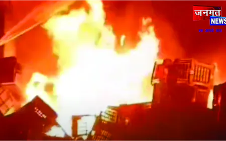 खाली प्लॉट में रखी फलों की क्रेटों में लगी भीषण आग, फायर ब्रिगेड की देरी पर उठे सवाल