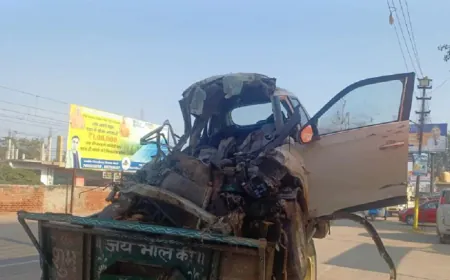 मथुरा-जयपुर हाईवे पर भीषण हादसा: शाहजहांपुर में ट्रैक्टर ट्रॉली में घुसी कार, तीन दोस्तों की मौत