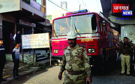 मकान की दूसरी मंजिल पर भीषण आग, परफ्यूम की बोतलों के धमाकों से दहशत, लाखों का नुकसान
