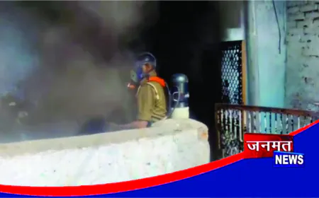 रिहायशी मकान के टायर गोदाम में लगी भीषण आग, लाखों का नुकसान