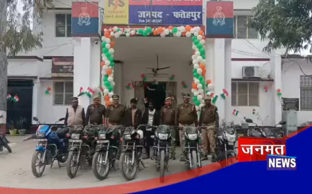 फतेहपुर: मोटरसाइकिल चोर गिरोह के खिलाफ बड़ी कार्रवाई, दो शातिर गिरफ्तार; 08 मोटरसाइकिलें बरामद