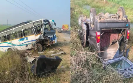 मप्र के भिंड में बड़ा हादसा, बारात से लौट रही बस ने कार को मारी टक्कर; चार की मौत