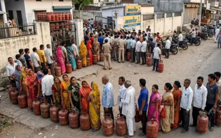गैस की किल्लत से मचा हाहाकार, रात से ही कतारों में खड़े दिख रहे लोग