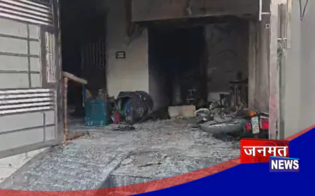 औरैया: बिधूना में शॉर्ट सर्किट से घर में लगी भीषण आग, दो बाइक समेत लाखों का सामान जलकर राख