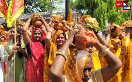 काली माता मंदिर में प्राण प्रतिष्ठा, मुगलसराय में निकली कलश यात्रा; 108 महिलाएं हुईं शामिल