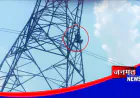 हाईटेंशन ट्रांसमिशन टावर पर चढ़ा युवक, मौके पर मचा हड़कंप