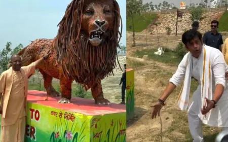 शेर का फेस और लो एंगल...',  महाराज जी, मुख्यमंत्री  योगी को  फोटो खिंचवाने का तरीका समझाते रहे रवि किशन