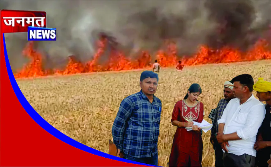 औरैया में भीषण आग से 100 बीघा गेहूं की फसल जलकर खाक, 25 किसान प्रभावित