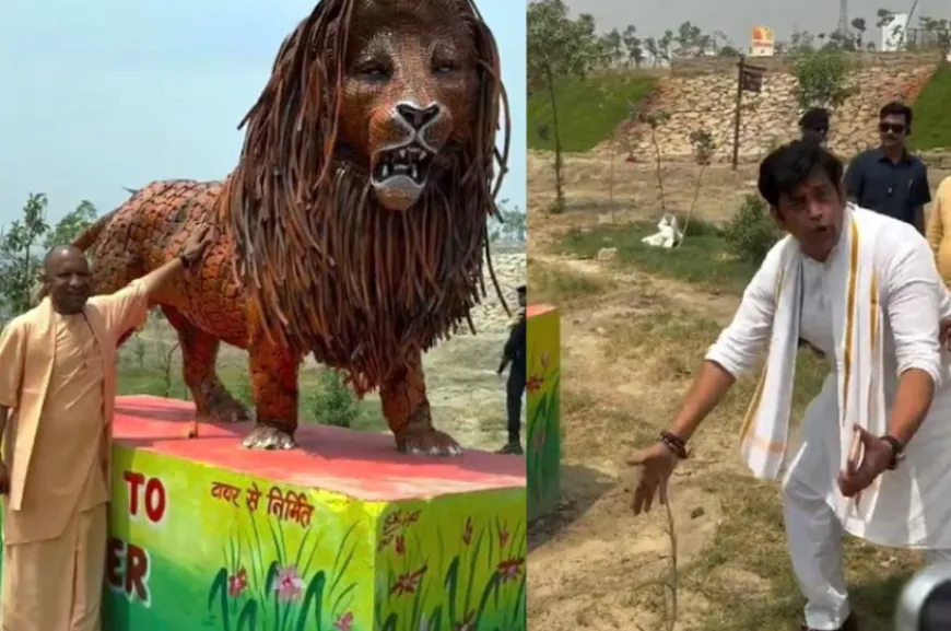 शेर का फेस और लो एंगल...',  महाराज जी, मुख्यमंत्री  योगी को  फोटो खिंचवाने का तरीका समझाते रहे रवि किशन