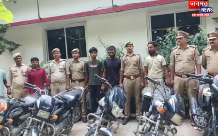 चन्दौली पुलिस ने अंतर्राज्यीय वाहन चोर गिरोह का किया भंडाफोड़, चोरी की 6 मोटरसाइकिलें बरामद