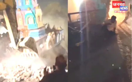 चन्दौली में सड़क चौड़ीकरण के दौरान बड़ा हादसा, काली मंदिर का गुंबद गिरने से PWD कर्मचारी की मौत