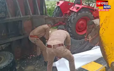 हाथरस: ईंटों से भरे ट्रैक्टर-ट्रॉला ने साइकिल सवार को रौंदा, ट्रॉला पलटने से दबकर किसान की मौत