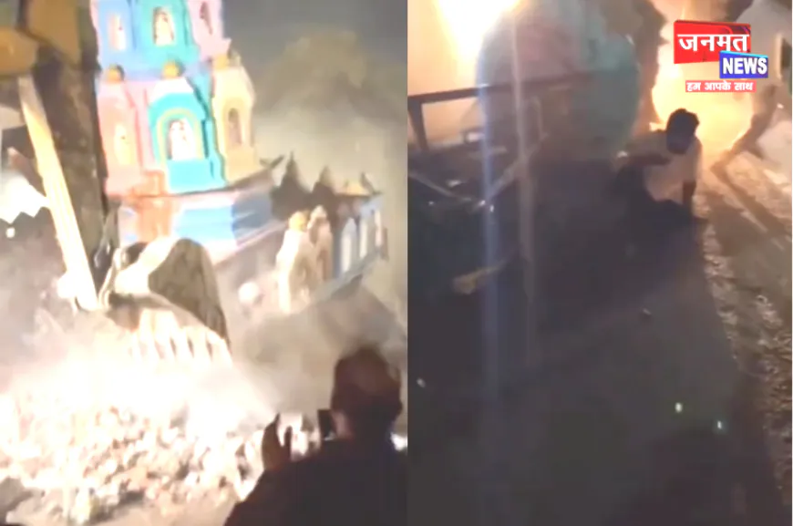 चन्दौली में सड़क चौड़ीकरण के दौरान बड़ा हादसा, काली मंदिर का गुंबद गिरने से PWD कर्मचारी की मौत
