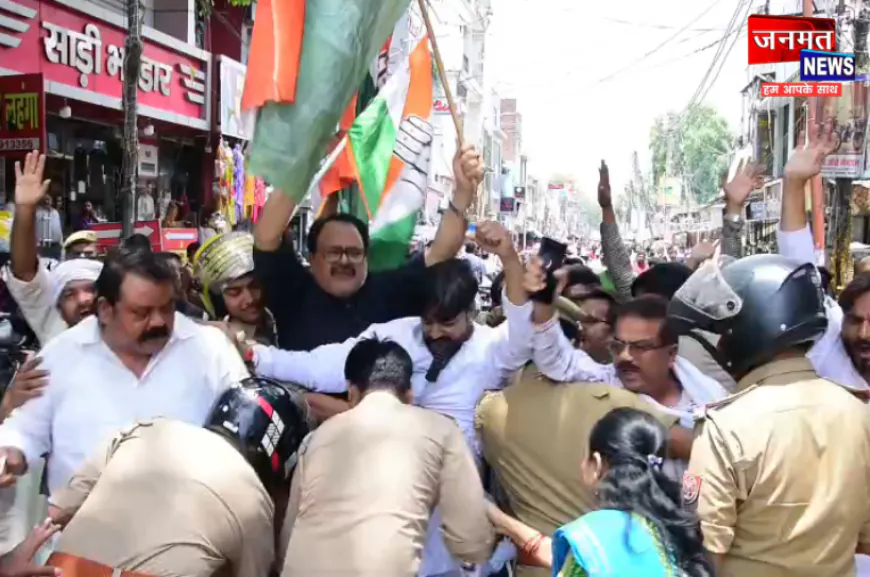 बहराइच: राहुल, प्रियंका से हुई बर्बरता का कांग्रेस ने किया विरोध; जमकर प्रदर्शन