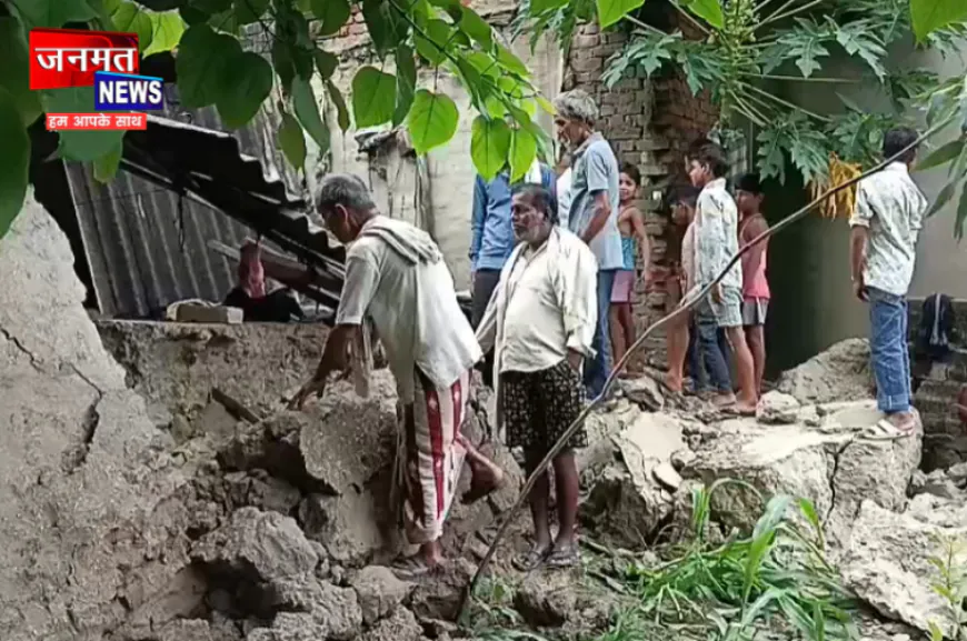सीतापुर में तेज बारिश परिवार के लिए बनी आफत, दीवार के मलबे में दबा लड़का गंभीर घायल
