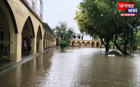 औरैया: लगातार बारिश से इंटर कॉलेज जलमग्न, तीन फीट तक भरा पानी; आवागमन प्रभावित