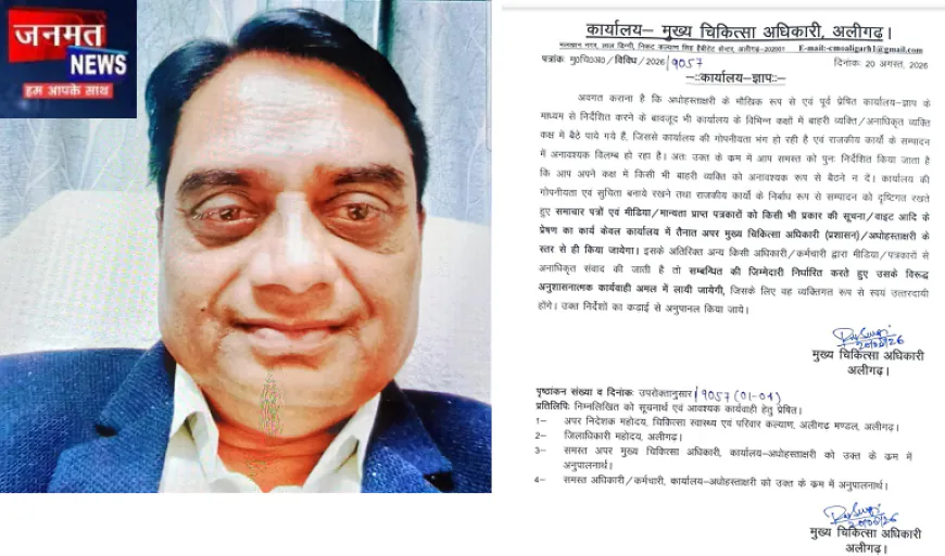 अलीगढ़ CMO का तुगलकी फरमान, ऑफिस में मीडियाकर्मियों के प्रवेश पर लगाई रोक; जारी किया नोटिस