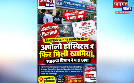 मुजफ्फरनगर के रुड़की रोड स्थित अपोलो हॉस्पिटल में फिर स्वास्थ्य विभाग ने मारा छापा, मिली कई खामियां