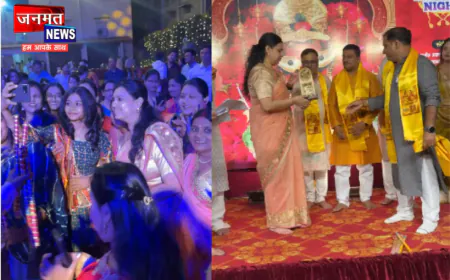 मिर्जापुर में डांडिया नाइट का आयोजन, डांडिया की धुन पर झूमे लोग; पूर्व IAS दिव्या मित्तल ने की शिरकत