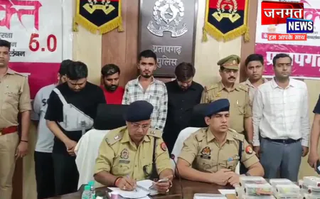 प्रतापगढ़ में 325 करोड़ की साइबर ठगी का भंडाफोड़, पांच गिरफ्तार; 32 मोबाइल फोन और बैंकिंग दस्तावेज बरामद