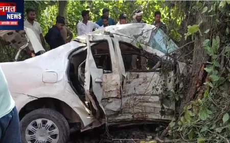 कुशीनगर में रफ्तार का कहर, अनियंत्रित होकर पेड़ से टकराई कार; भीषण हादसे में 4 की मौत