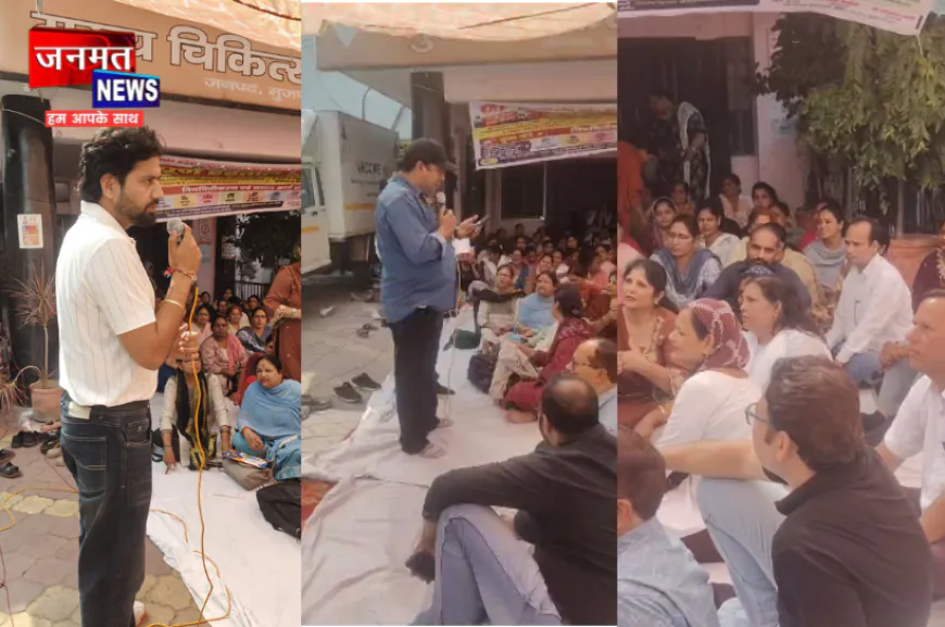 मुजफ्फरनगर में संविदा कर्मियों के धरने का नहीं दिख रहा असर, धरना स्थल पर शेरो-शायरी का दौर