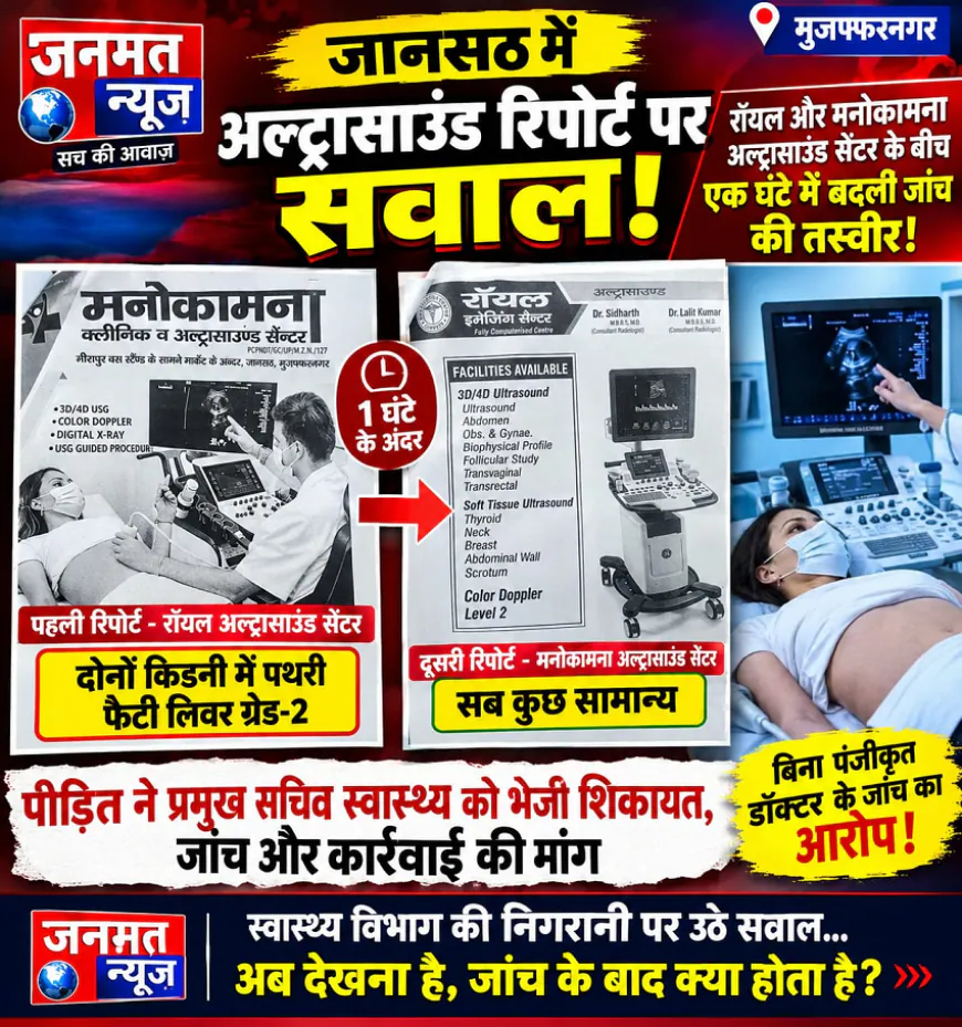 मुजफ्फरनगर के जानसठ में अल्ट्रासाउंड रिपोर्ट पर सवाल, दो सेंटरों के बीच एक घंटे में बदली जांच की तस्वीर